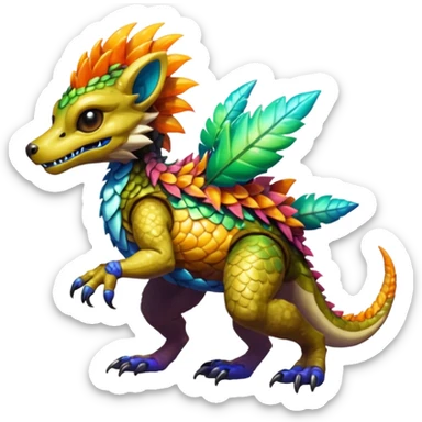 Colorful shiny furry scaly smooth glossy Vernid-Protogen-Grem2-Wickerbeast-Bagbean-animal-fusion-hybrid-creature sticker