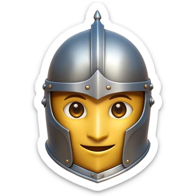 Clash of Clans aesthetic Playful Knight Portrait Emoji, Head tilted with a subtle, cheeky smile peeking from beneath an open helm, showcasing a compact, stylized armored build with bright, expressive eyes in natural skin tone, Simplified yet irresistibly charming features, highly detailed, glowing with a warm, inviting metallic glow, high shine, spirited and approachable, stylized with an air of whimsical chivalry, soft glowing outline, capturing the essence of a playful knight exuding friendly valor! sticker
