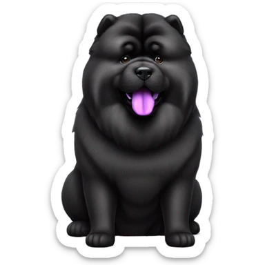 Full body black Chow chow with purple tongue, photorealistic 4k sticker