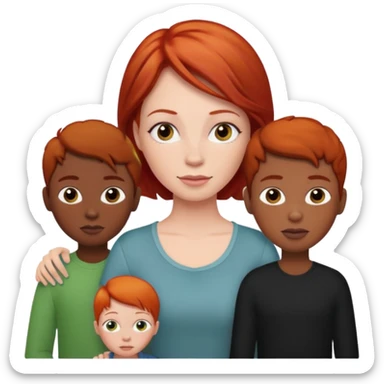 A red head mom with 4 black kids sticker