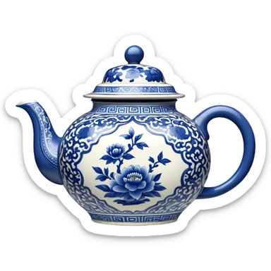 blue chinese teapot  sticker