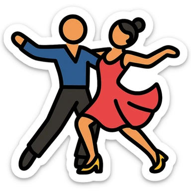 latin ballroom dance elegant couple in motion vibrant costumes dynamic pose icon sticker