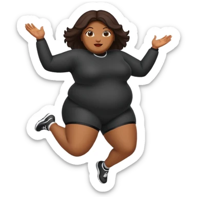 Black obesity lady jumping  sticker