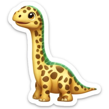Cute animated baby brachiosaurus with spots of a giraffe  sticker
