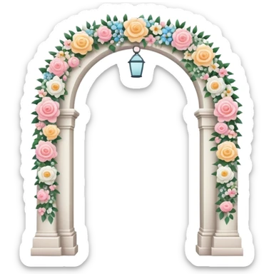 White tall archway with romantic flowers  sticker