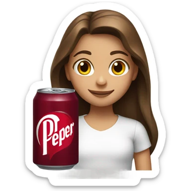 Chugging dr pepper Brown hair girl  sticker
