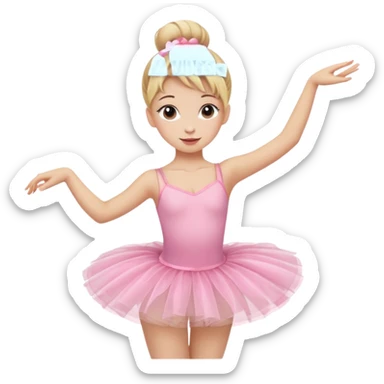 aestethic blonde girl doing ballet, with a pink tutu, bun sticker