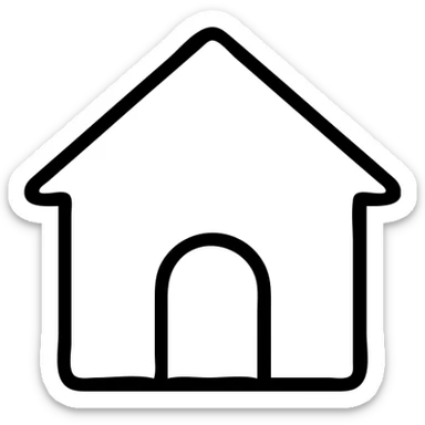 Create a simple home icon with a thin gray outline, minimalistic style, no fill, no text, and transparent background. The style should be similar to the provided references, focusing on clean and clear outlines only. sticker