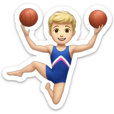 sporty european boy in gymnast leotard sticker