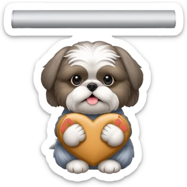 cute all grey shih tzu peeking through window blinds with one paw holding down the shade behind the shade sticker