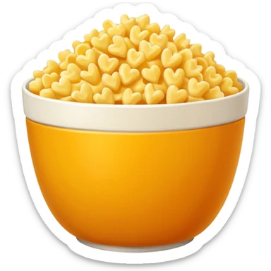 Popcorn and Mac and cheese on a tall bowl sticker