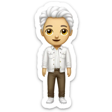 white barboncino whit clothes  sticker