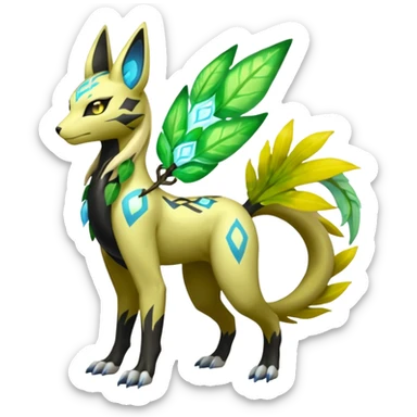  Exotic Ivy Meloetta-Zygarde-Zeraora-Renamon-Protogen-Palkia-hybrid-fusion-Fakémon-creature, full body sticker