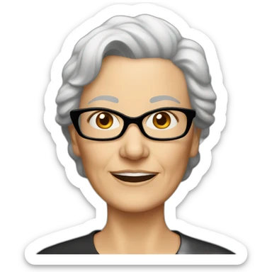 Older white woman with black glasses sticker