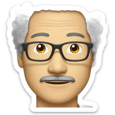 Middle-aged Japanese man with naturally permed glasses sticker