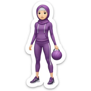 High resolution full body of a girl wearing a hijab and is a fitness trainer sticker