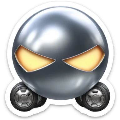 Metal cute Kirby ball driving on 4 car wheels sticker