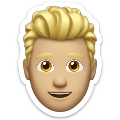 Man wearing Apple logo shirt with blonde faux hawk hair working in QA sticker