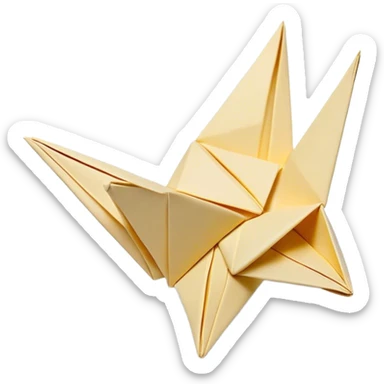 Cinematic Realistic depiction of an elegant origami creation, rendered with delicate paper textures and intricate folds, set on a minimalist background with soft, diffuse lighting that accentuates its artistic precision sticker