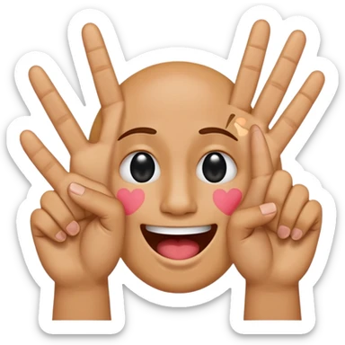 a hand make a peace sign with 2 sobbing/ laughing emojis on the tip of the index and middle finger sticker