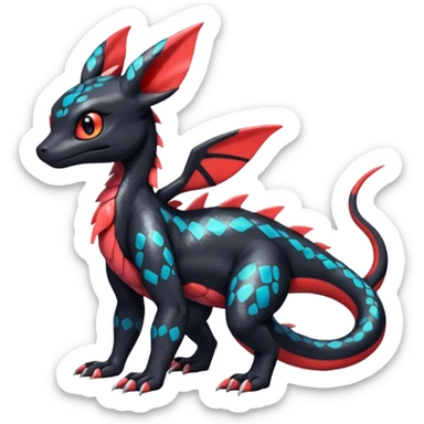 Cute Shiny Colorful Guilmon-Salandit-Umbreon-Fakémon-hybrid-creature (full body)  sticker