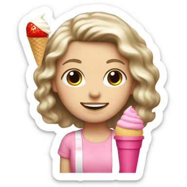 White girl with pink tape and eat ice cream strawberry sticker