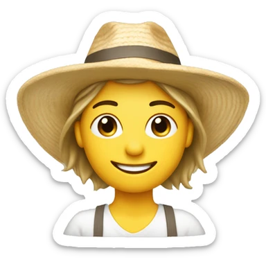 Healthy caucasian headshot with sunhat sticker