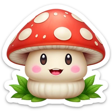 Cute mushroom with rosey cheeks and buck teeth sticker