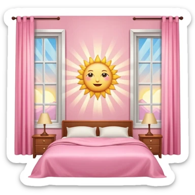 Aesthetic sun rays from window in pink bedroom sticker