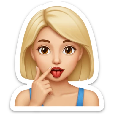 flirtatious face with finger in mouth sticker