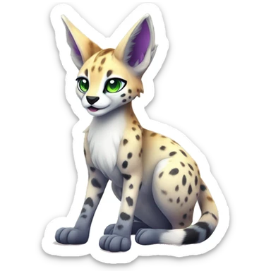 Cute Kawaii Cool Edgy Epic Ethereal Sparkly Colorful Sergal-Serval-Caracal-Vernid full body sticker