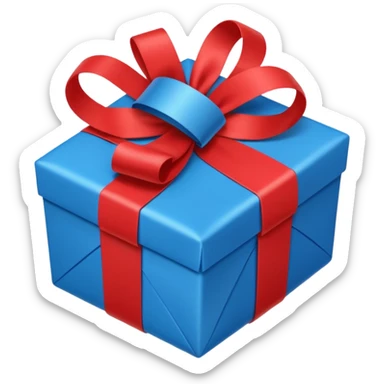 Cadeau rouge et bleu et avec dessus un bandeau avec marqué en texte  : cadeau à la clé  sticker