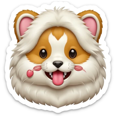 playful pet with tongue covering its teeth  sticker