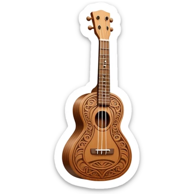 Ukulele with Polynesian carvings sticker