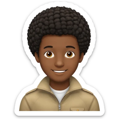 Black darkskin seventeen man  with little afro haircut sticker