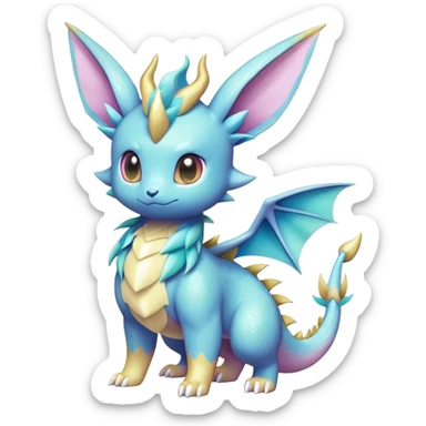 Shiny-Pastel-Eeveelution-Cute-Fakemon-Dragon-Pokémon-fusion full body sticker