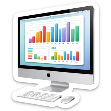 iMac computer with bar charts on the screen sticker