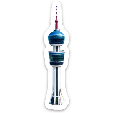 ​Cinematic Realistic N Seoul Tower, depicted in brilliant daylight as a slender, single-column tower rising from a modern cityscape, crowned by a sleek cylindrical observation deck offering panoramic views over Seoul, with crisp glass and steel surfaces reflecting clear blue skies and subtle architectural details that capture its futuristic elegance, sticker