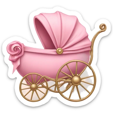 fancy pink vintage baby carriage sticker