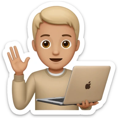 emoji of men which is holding a laptop and speaking sticker