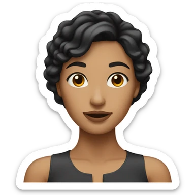 a brunette woman with black hair with waves but not so defined  sticker
