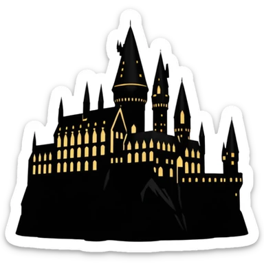 Harry Potter series, Hogwarts castle silhouette with stars, outlined only sticker