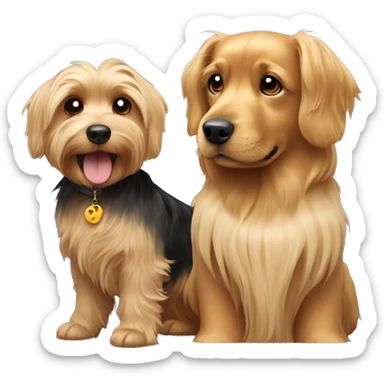 Little yorkie dog with a big golden retriever friend sticker