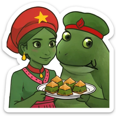 A Türkish girl and bufo with tea and baklava in İstanbul  sticker