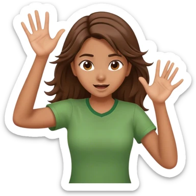 indian girl with green shirt and brown hair flipping hair with one hand sticker