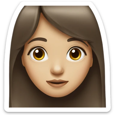 Dark brown long hair bangs girl with hazel eyes sticker