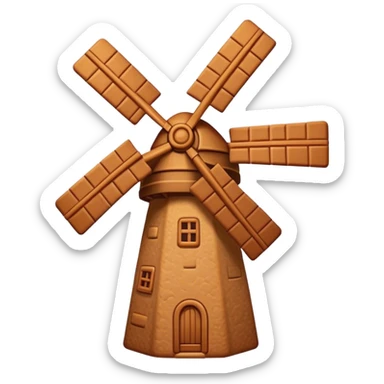 Speculaas Cinematic Realistic Speculaas Biscuit Emoji, depicted as a spiced speculaas cookie crafted in the shape of a windmill and warm, inviting lighting. sticker