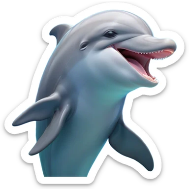 Cinematic Cute Yawning Bottlenose Dolphin Portrait Emoji, Head tilted slightly with a dramatic, wide-open yawn, showcasing a sleek, shiny glossy body with softly curved fins and drowsy, half-closed eyes, Simplified yet irresistibly adorable features, highly detailed, glowing with a soft, cozy aquatic glow, high shine, relaxed yet expressive, stylized with a hint of whimsical marine ease, soft glowing outline, capturing the essence of a drowsy yet affectionate dolphin that appears ready to stretch out and yawn its way out of the screen! sticker