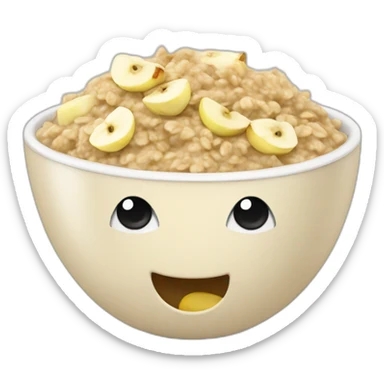oatmeal with chopped apple and banana sticker