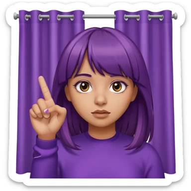 Tanned Girl with purple and brown hair straight hair with curtain bangs flipping bird finger with ball and rolling her eyes sticker